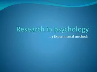 Research in psychology