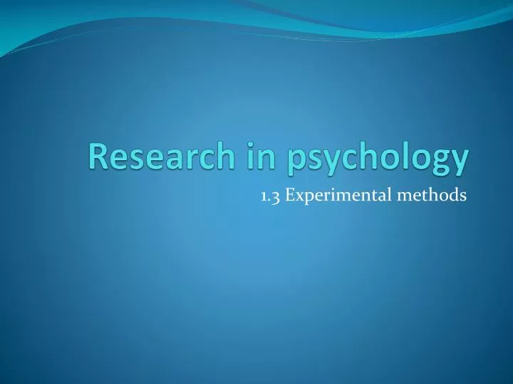 research in psychology