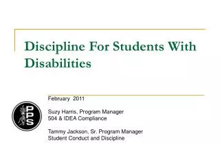 Discipline For Students With Disabilities