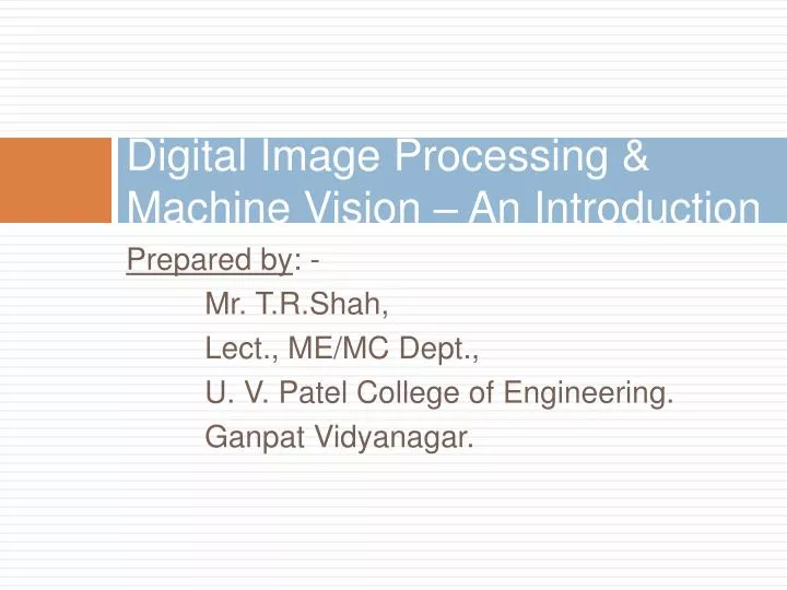 digital image processing machine vision an introduction
