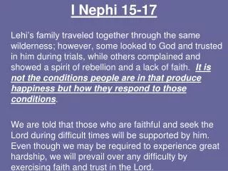 I Nephi 15-17