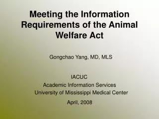 Meeting the Information Requirements of the Animal Welfare Act