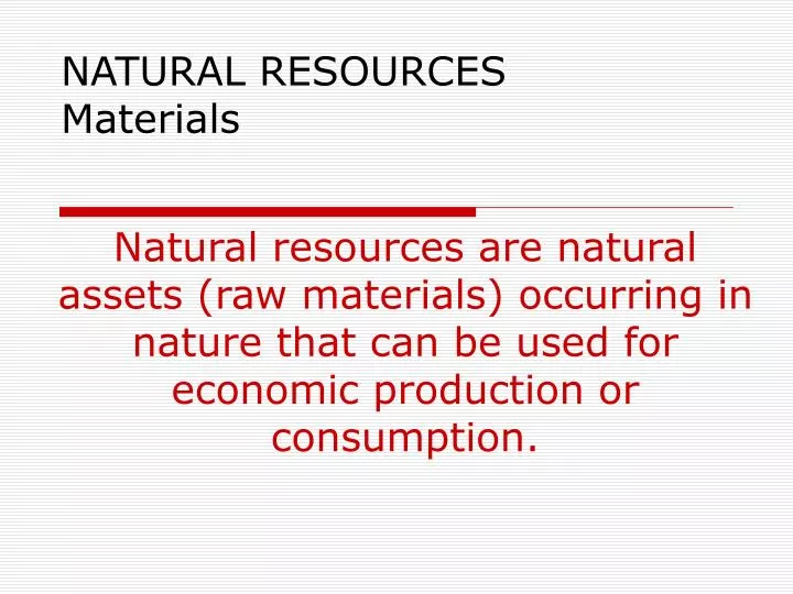 natural resources materials
