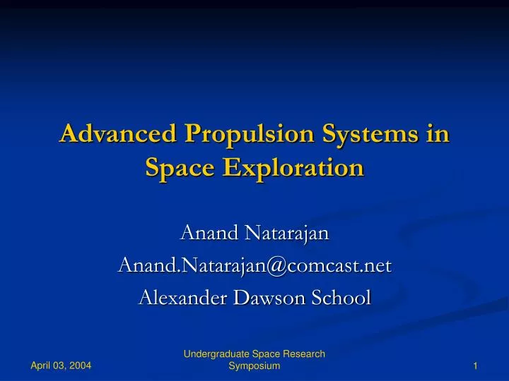 advanced propulsion systems in space exploration