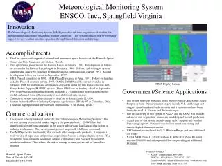 Meteorological Monitoring System ENSCO, Inc., Springfield Virginia