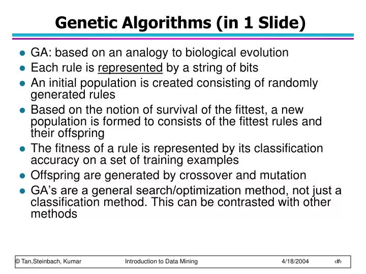 genetic algorithms in 1 slide