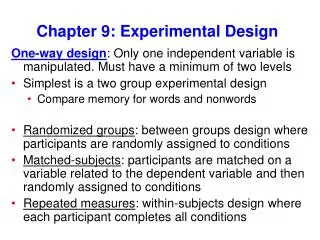 Chapter 9: Experimental Design