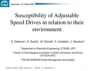 Susceptibility of Adjustable Speed Drives in relation to their environment