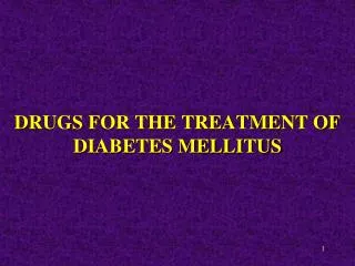DRUGS FOR THE TREATMENT OF DIABETES MELLITUS