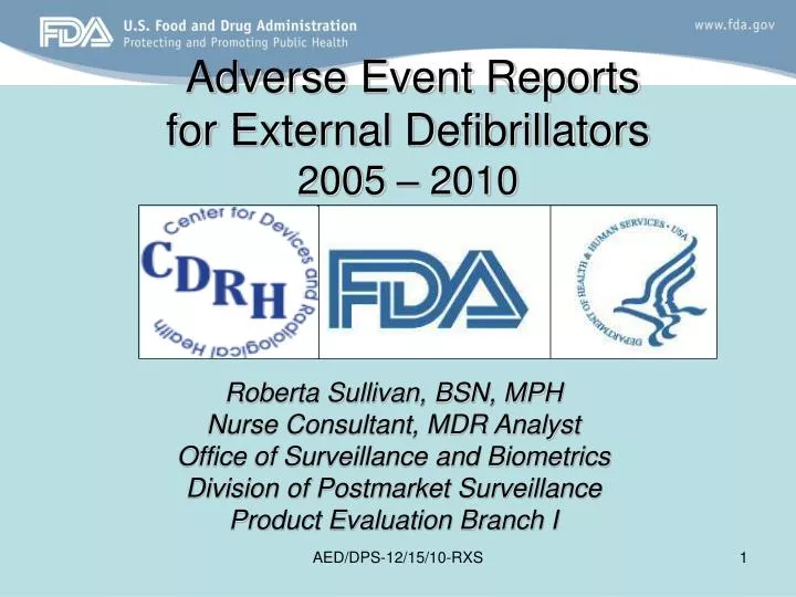 adverse event reports for external defibrillators 2005 2010