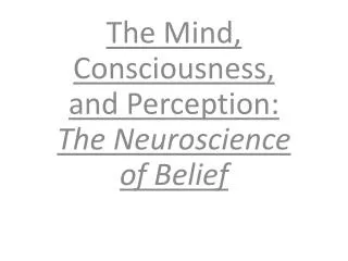 The Mind, Consciousness, and Perception: The Neuroscience of Belief