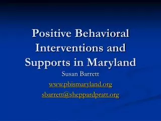Positive Behavioral Interventions and Supports in Maryland