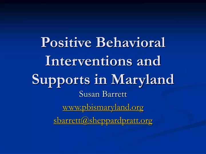positive behavioral interventions and supports in maryland