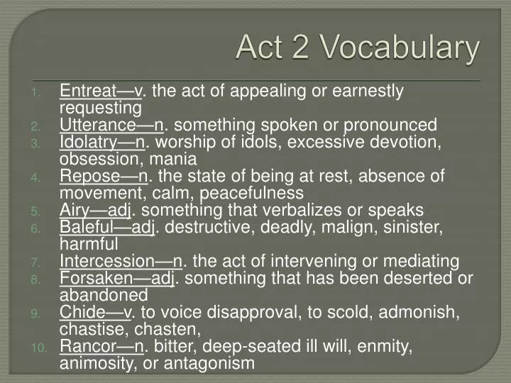 act 2 vocabulary