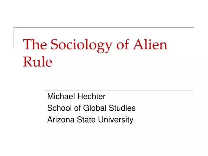 the sociology of alien rule