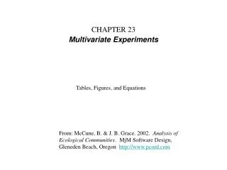 CHAPTER 23 Multivariate Experiments