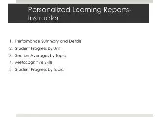 Personalized Learning Reports-Instructor