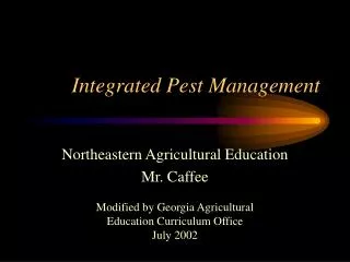 Integrated Pest Management