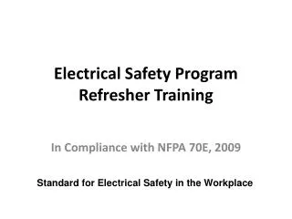 Electrical Safety Program Refresher Training