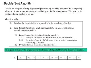 Bubble Sort Algorithm