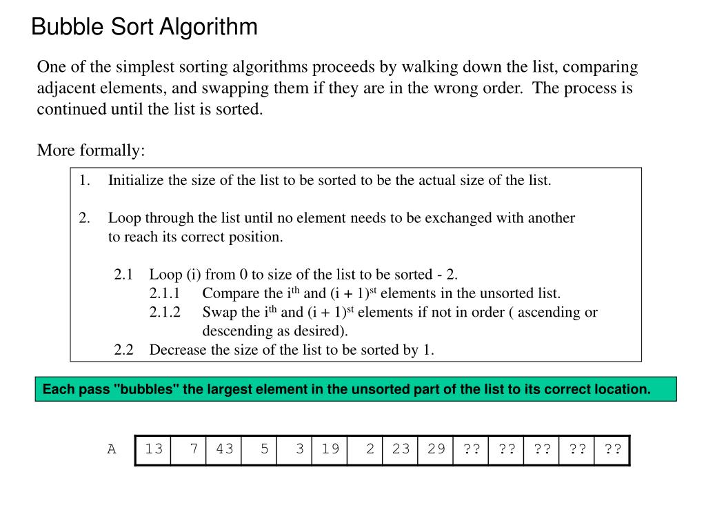 PPT - Bubble Sort Algorithm PowerPoint Presentation, free download - ID ...