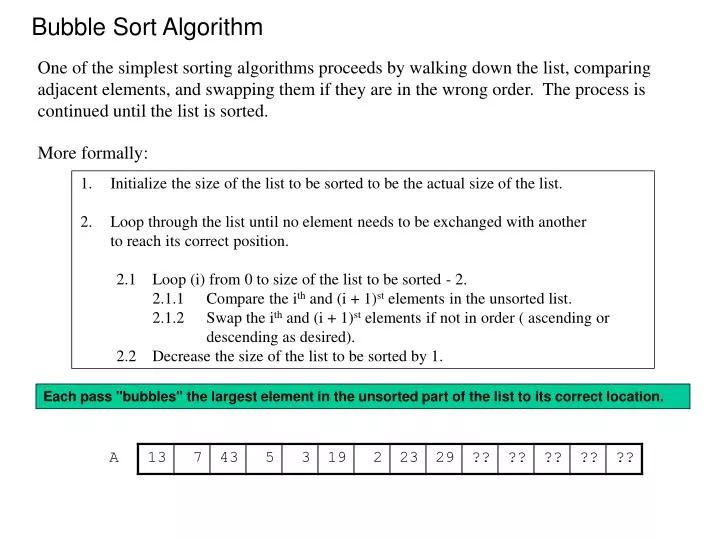 bubble sort algorithm