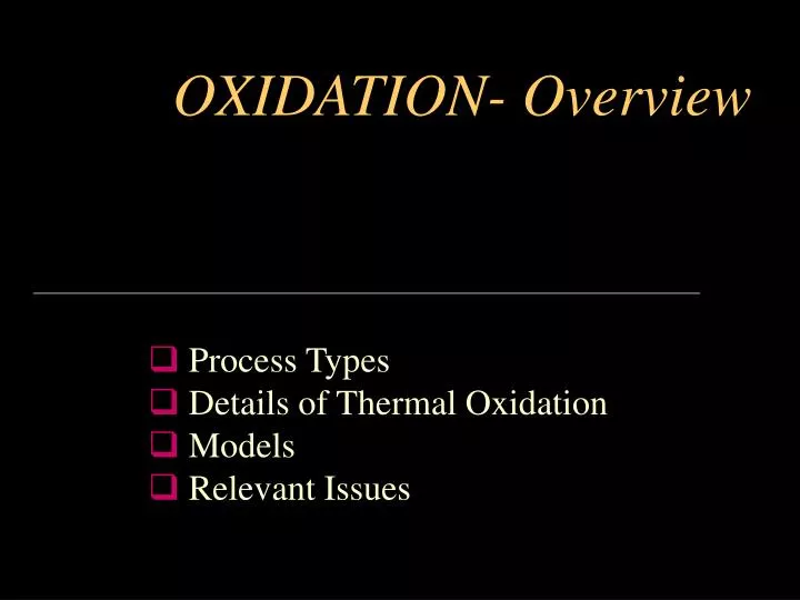 oxidation overview