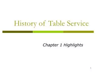 History of Table Service