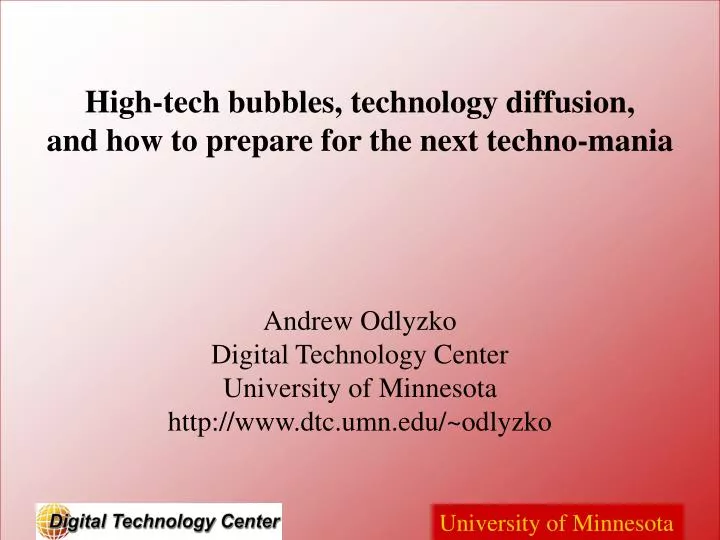 high tech bubbles technology diffusion and how to prepare for the next techno mania