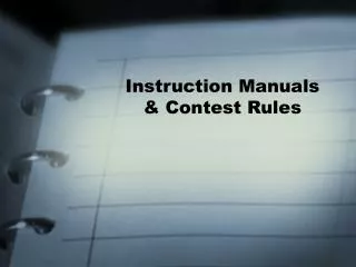 Instruction Manuals &amp; Contest Rules