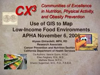 Communities of Excellence in Nutrition, Physical Activity, and Obesity Prevention
