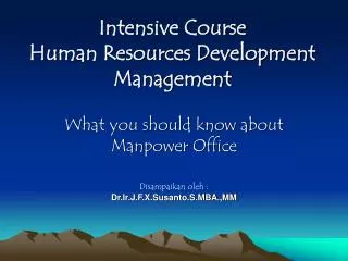 Intensive Course Human Resources Development Management