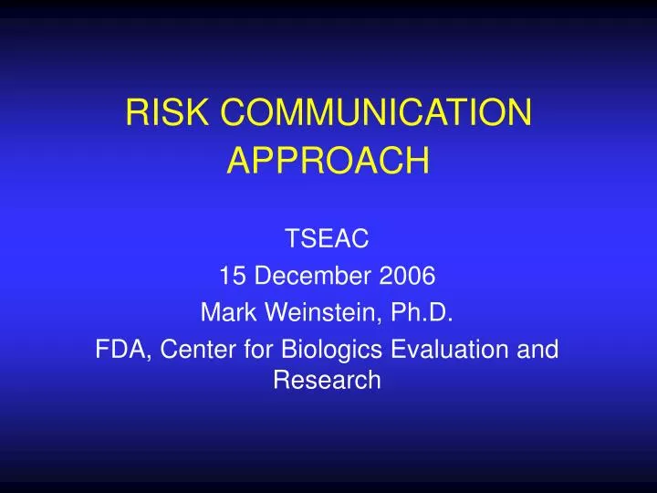 risk communication approach