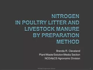 Nitrogen in Poultry Litter and Livestock Manure by Preparation method