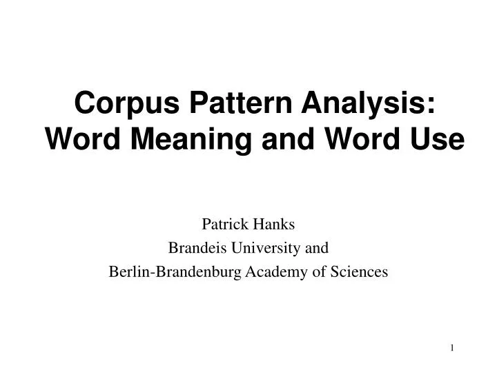 corpus pattern analysis word meaning and word use