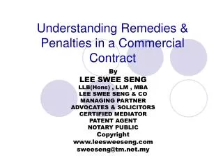 Understanding Remedies &amp; Penalties in a Commercial Contract