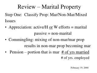 Review – Marital Property