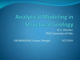 Analytical Modeling in Structural Geology