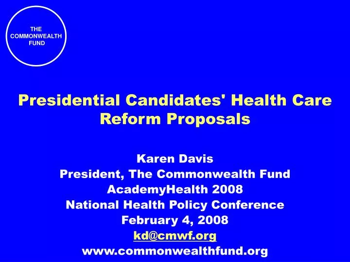 presidential candidates health care reform proposals