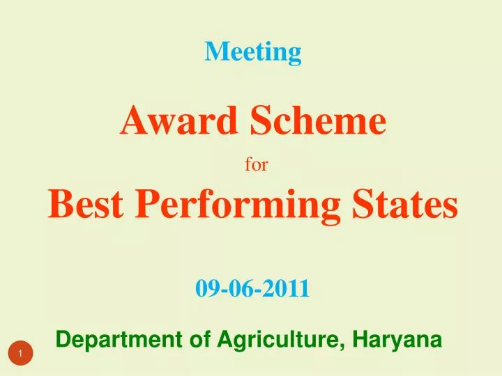 meeting award scheme for best performing states 09 06 2011