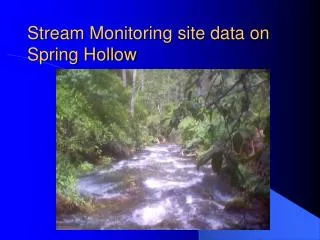 Stream Monitoring site data on Spring Hollow
