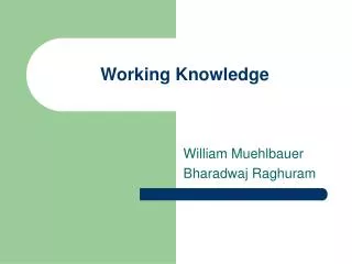 Working Knowledge