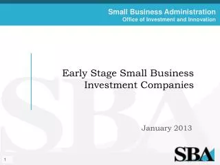 Early Stage Small Business Investment Companies
