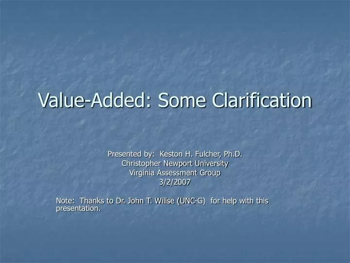 value added some clarification