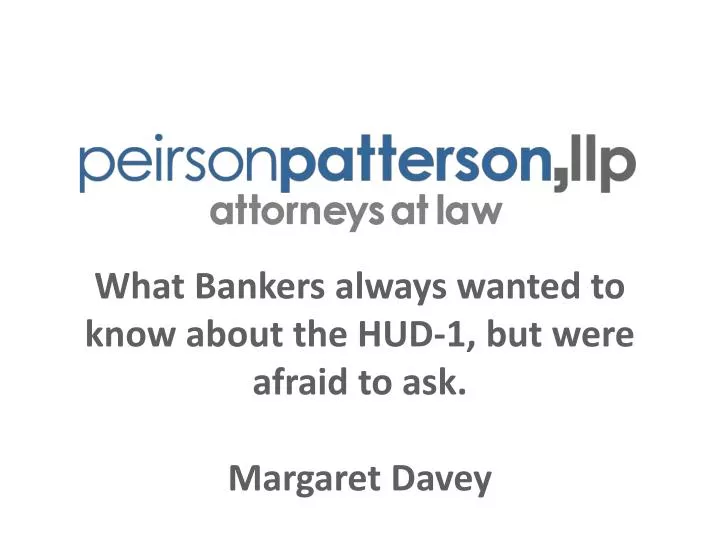 what bankers always wanted to know about the hud 1 but were afraid to ask margaret davey