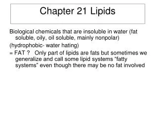 Chapter 21 Lipids