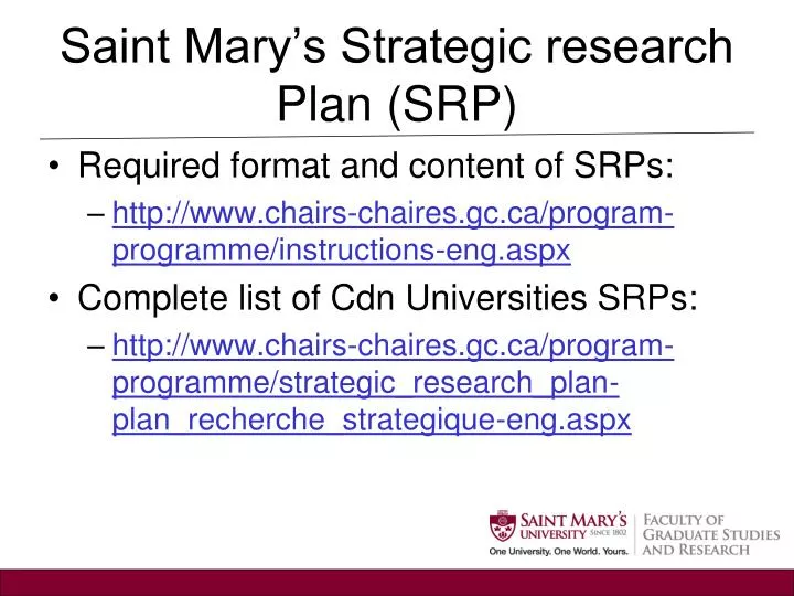 saint mary s strategic research plan srp