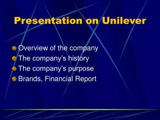 Presentation on Unilever