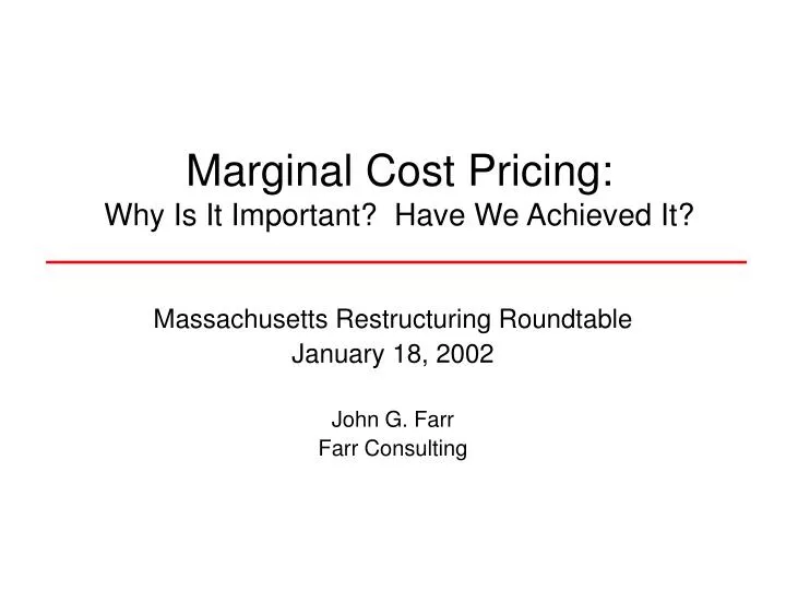 marginal cost pricing why is it important have we achieved it