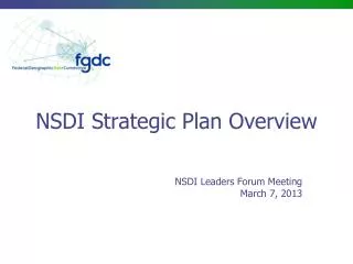 NSDI Strategic Plan Overview